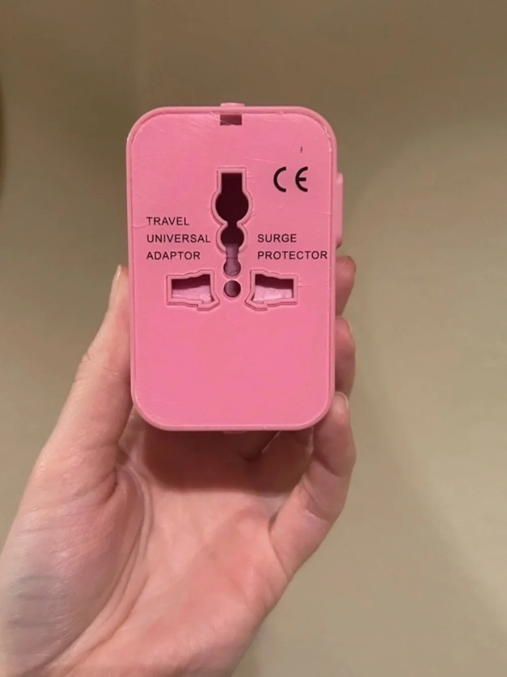 Universal Travel Adapter with Surge Protection - Pink